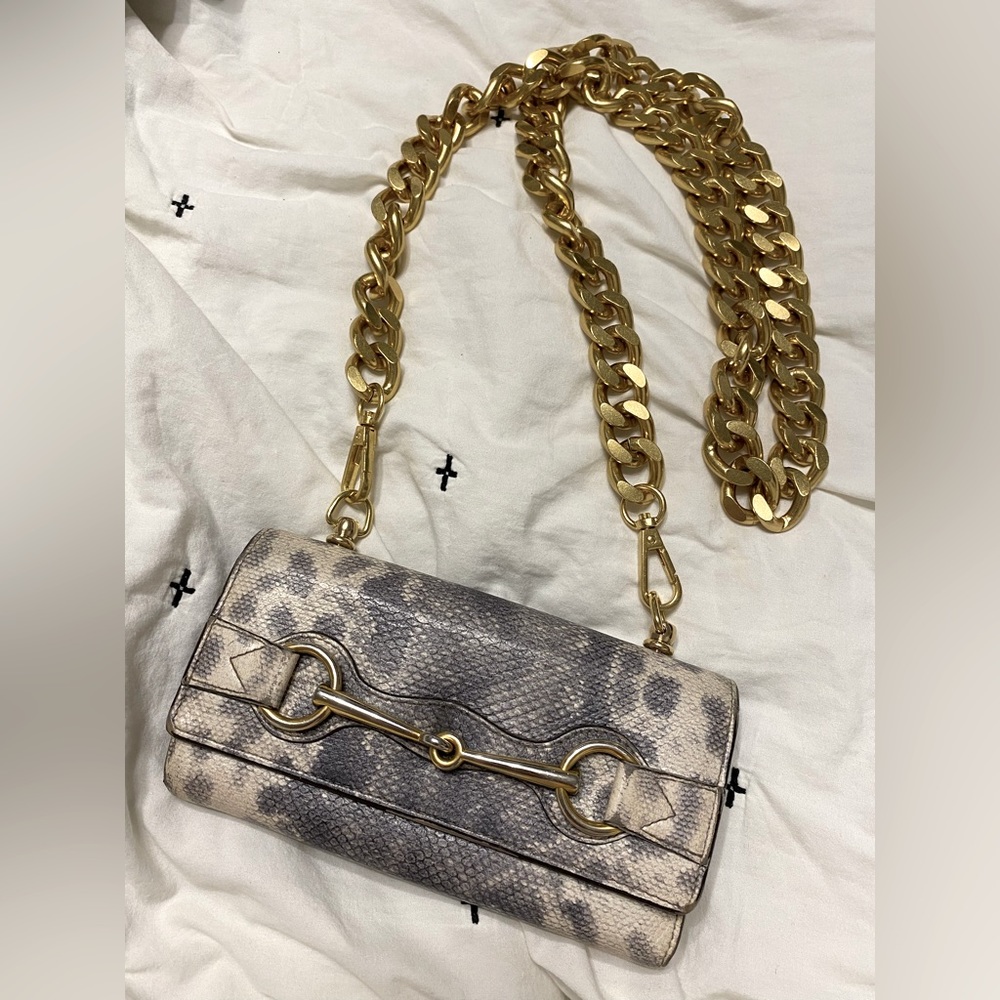 Authentic Gucci Bright Bit Python Embossed Leather Continental Wallet